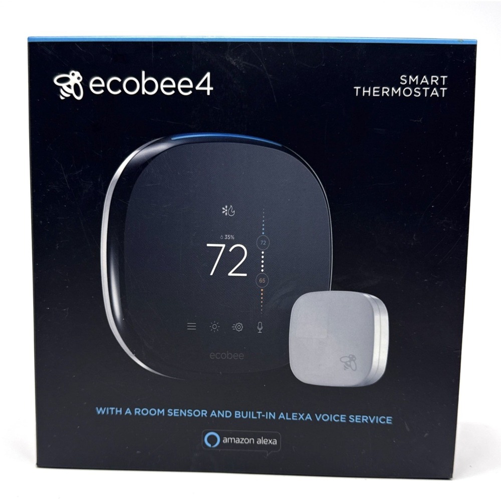 Ecobee4 EB-STATE4-01 Smart Programmable Thermostat w/ Room Sensor - Black